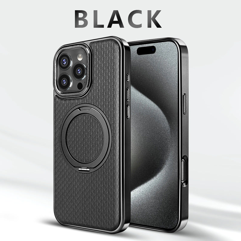 360-Degree Rotating Leather Finish Phone Case with Stand