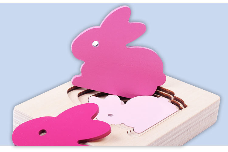 Jouet de puzzle en bois épais et multicouche pour les enfants