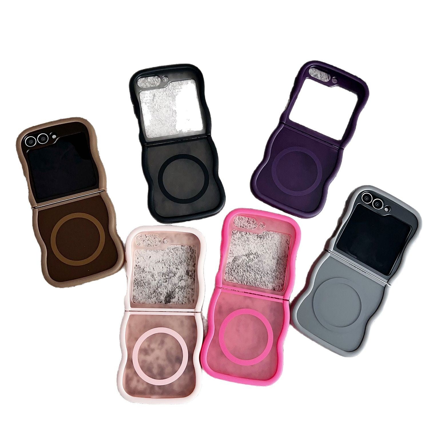 Boîtier de téléphone magnétique Écran pliable Couleur transparente Couverture de protection tout compris