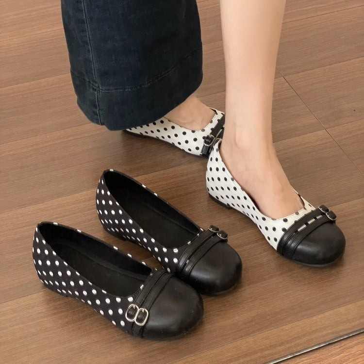 Femmes Vintage Polka Dot Black Ballet Flats
