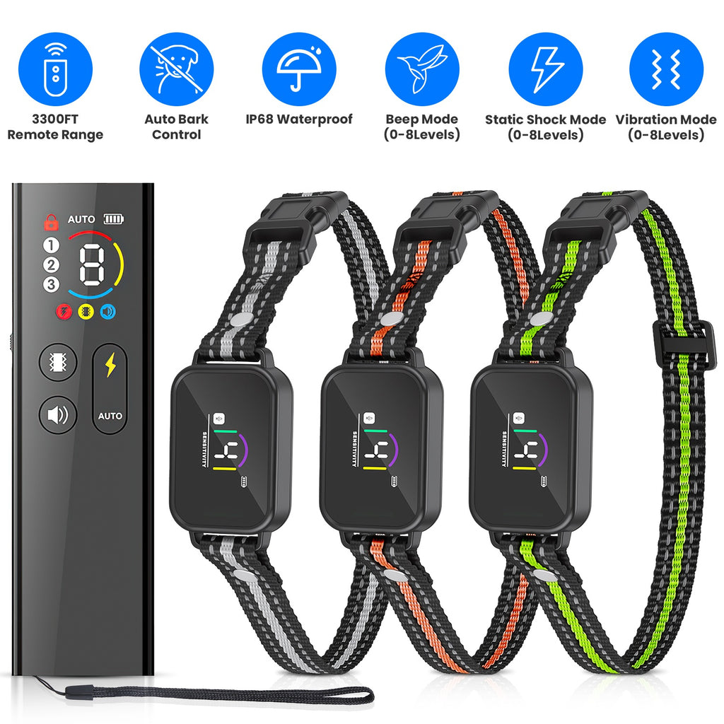 1Pc 2 en 1 chien Choc et collier de barque collier d'entraînement de chien avec télécommande rechargeable IP68 Wat