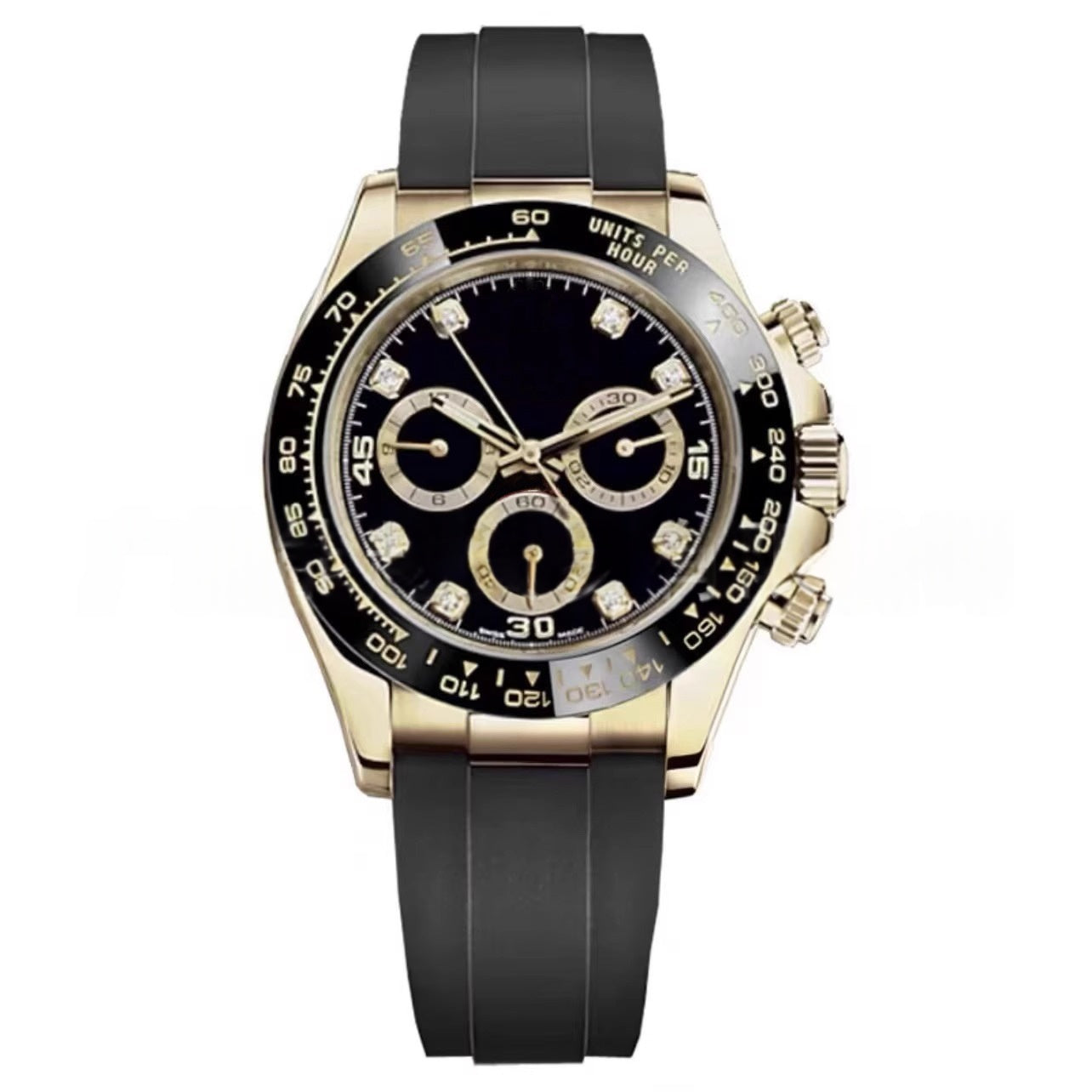 Montre mécanique homme avec une sangle en caoutchouc