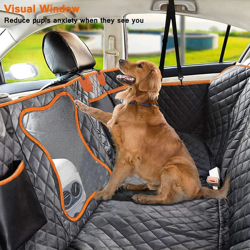 Couverture universelle de siège de voiture pour animaux de compagnie imperméable pour siège arrière avec fenêtre Mesh