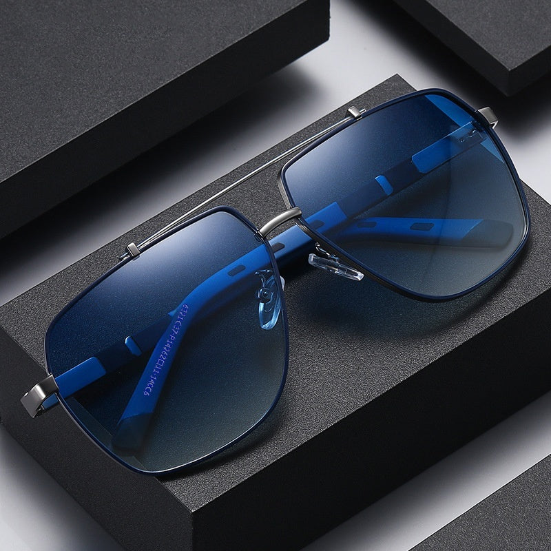 Lunettes de soleil Retro Mens avec un cadre carré à deux tons