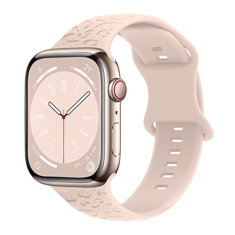 Applicable à Iwatch1-9 Generationultra3 Solid Color Leopard 8 mots Bracelet en silicone Buckle