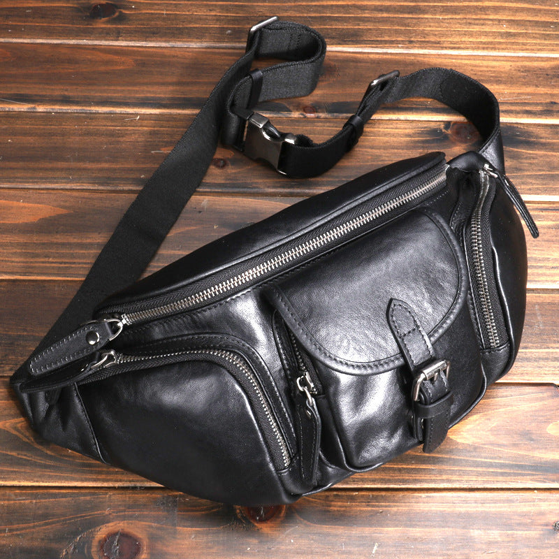 À l'extérieur Commute sac de poitrine incliné Premier couche Cowhide haute qualité tout-match tendance backpac