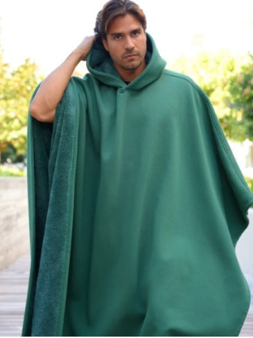 Autumn and Winter Punk Loose Hooted Button Woolen Loose Cape