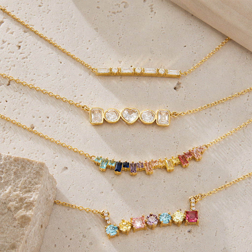 Zircon Collier en acier titane Et résistant à la Fade