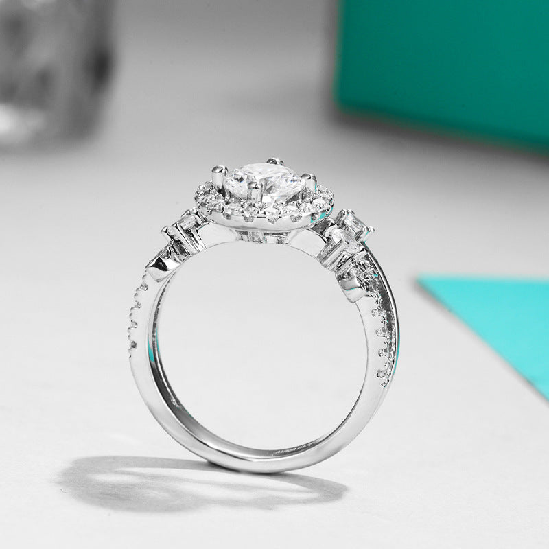 S925 Argent Sterling 1ct D Couleur VVS1 Moissanite bague de mariage Set Star Halo Design US Taille