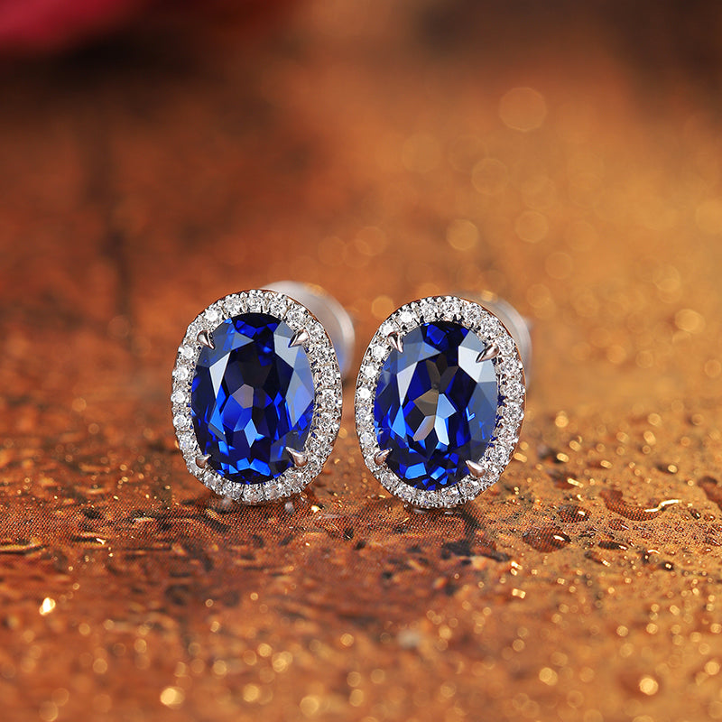 S925 Boucles d'oreilles en saphir rubis, en argent 1,9g