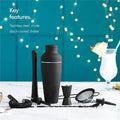 Elégant Matte noir acier inoxydable Bartending Shaker Set