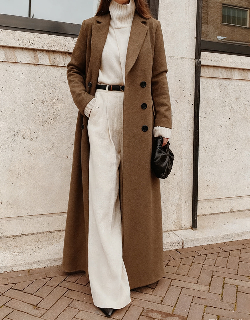 Automne Hiver La mode européenne et américaine des femmes Amazon Casual Long Solid Color Warm Wo