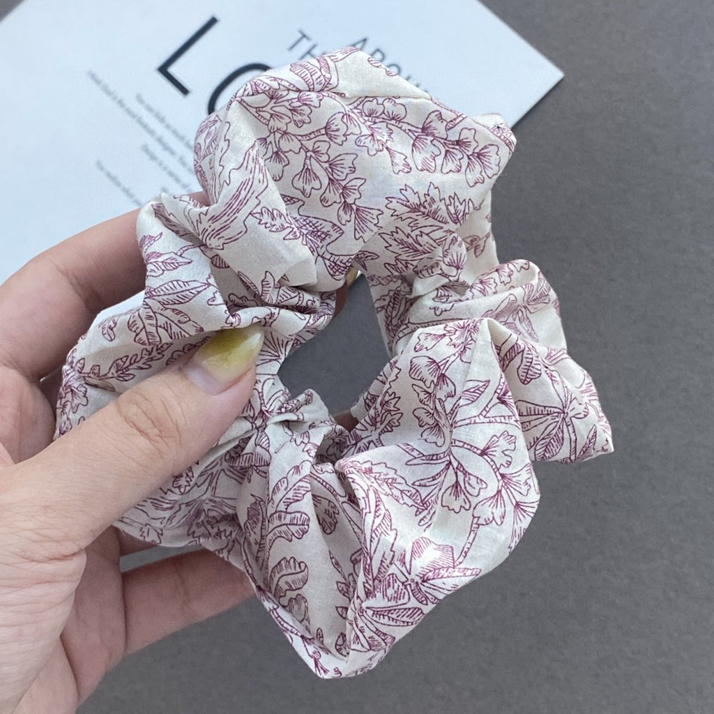 Sketch Aquarelle Grande Anneau Intestine Cotton Imprimer Floral Vintage Girl