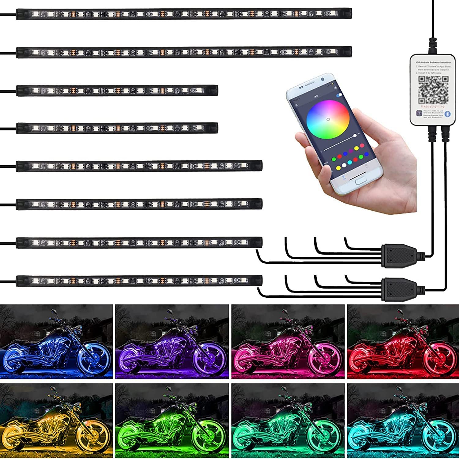 Châssis de moto bas ambiant lumière coloré illumination