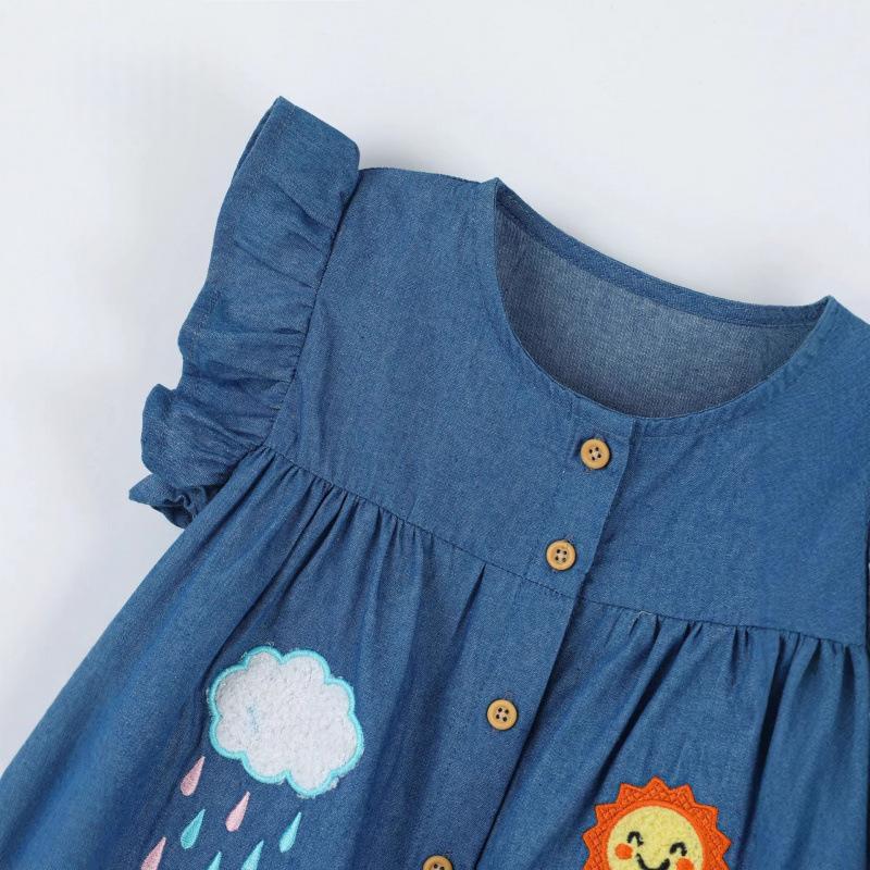 Embroidered denim dress for children