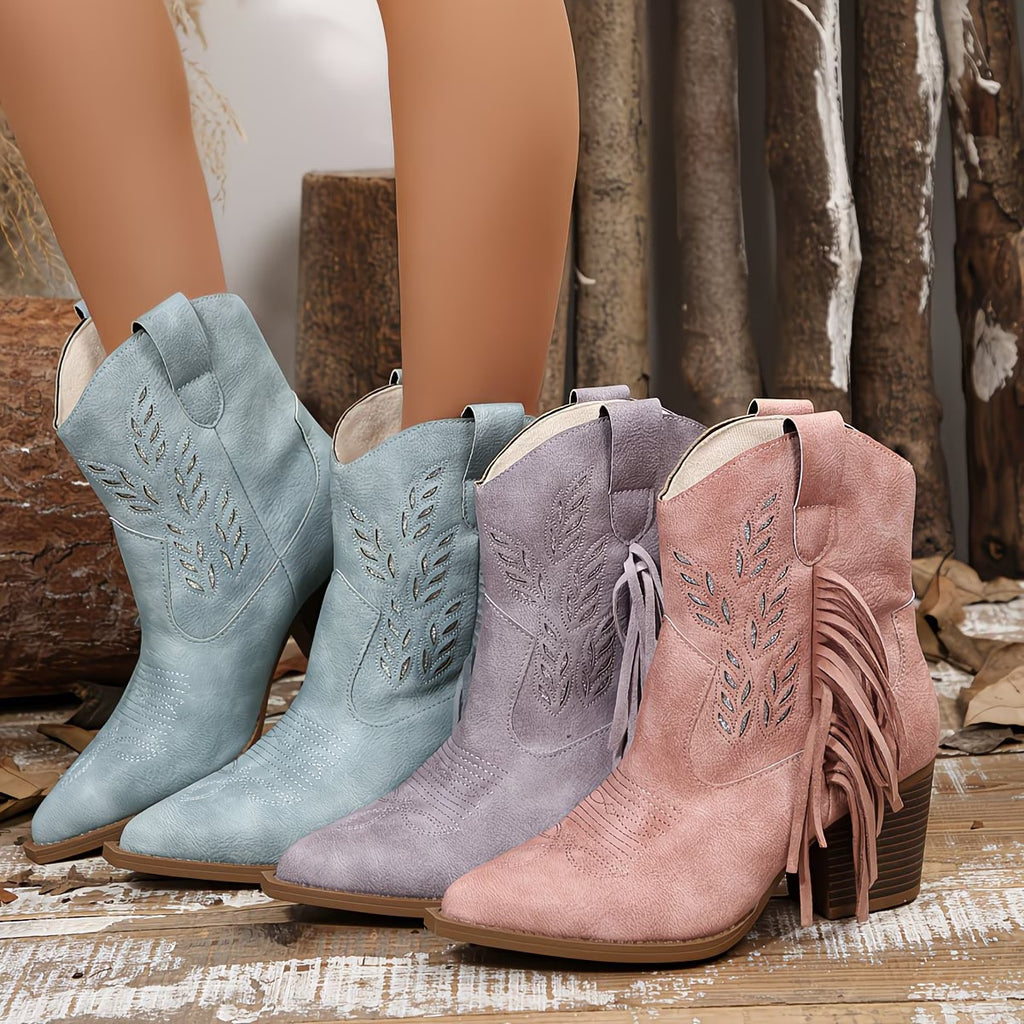Autumnwinter Bottes de cow-boy de style occidental avec un orteil pointu et un talon chunky