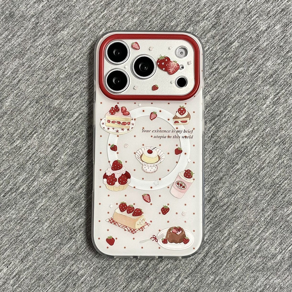 Fraise Cake Magnetic Holder Boîtier de téléphone compatible