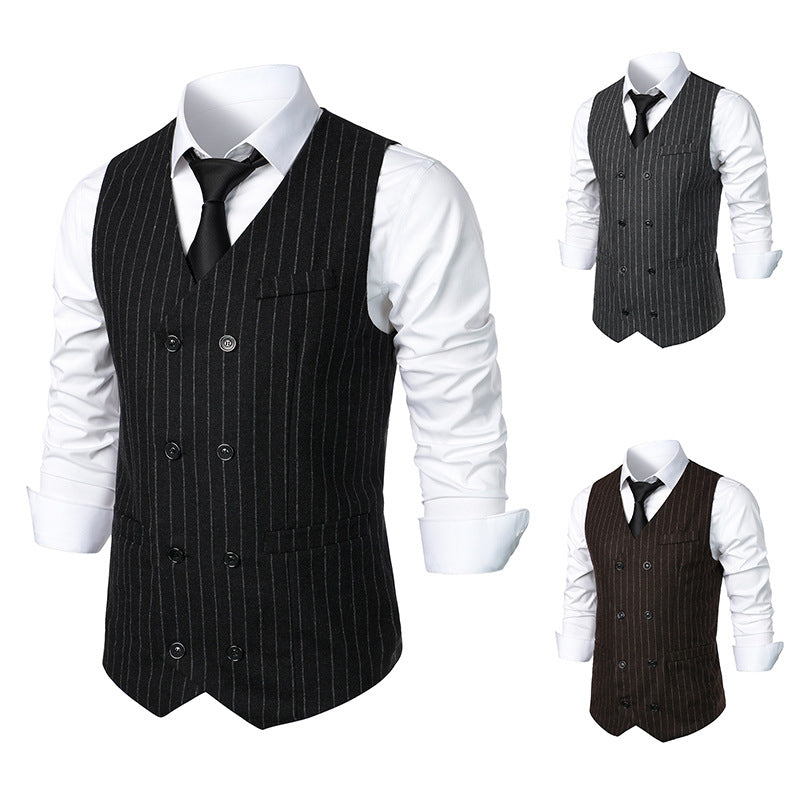 Veste retro casual double seins rayé