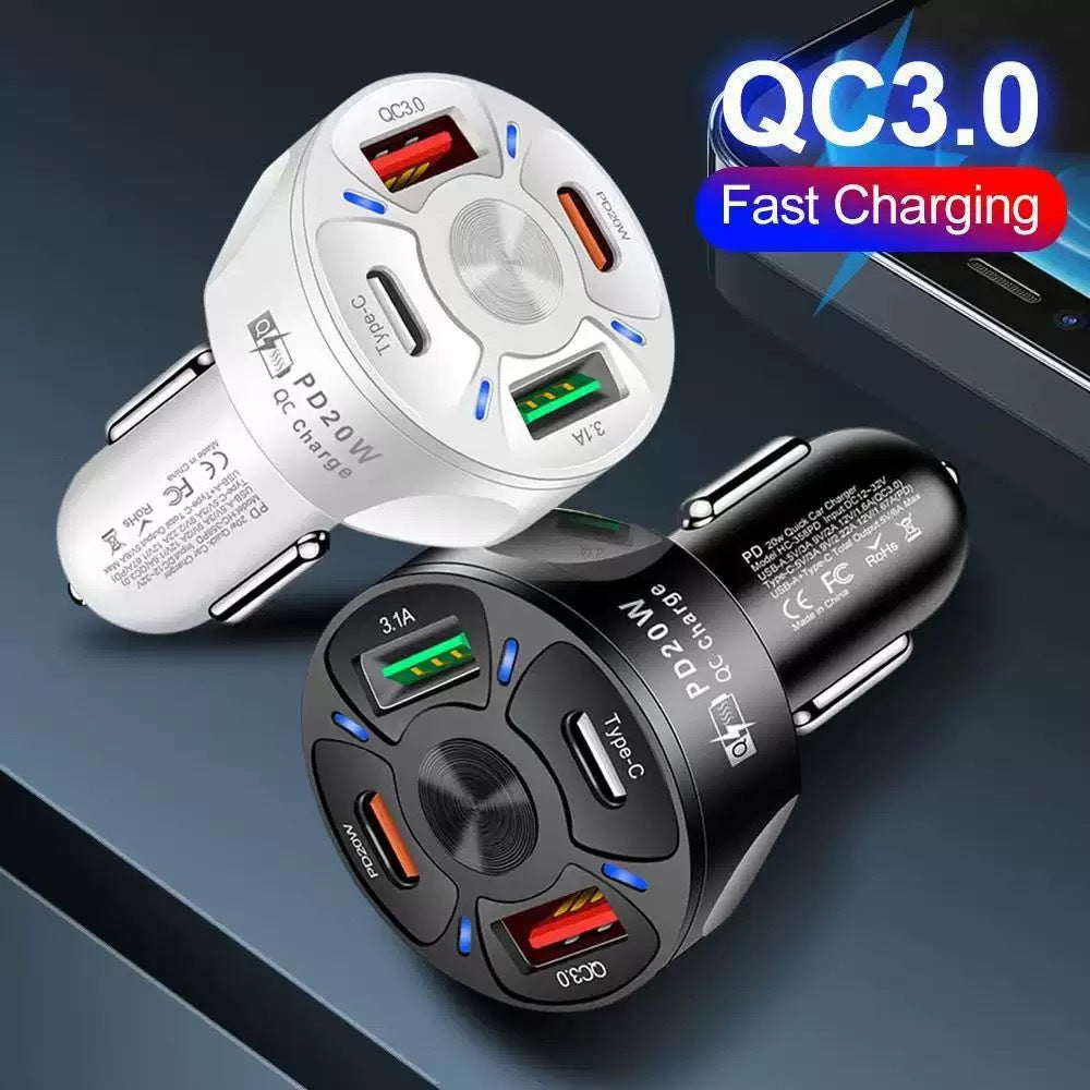 Chargeur 2-USB 2-PD allume-cigarette de voiture