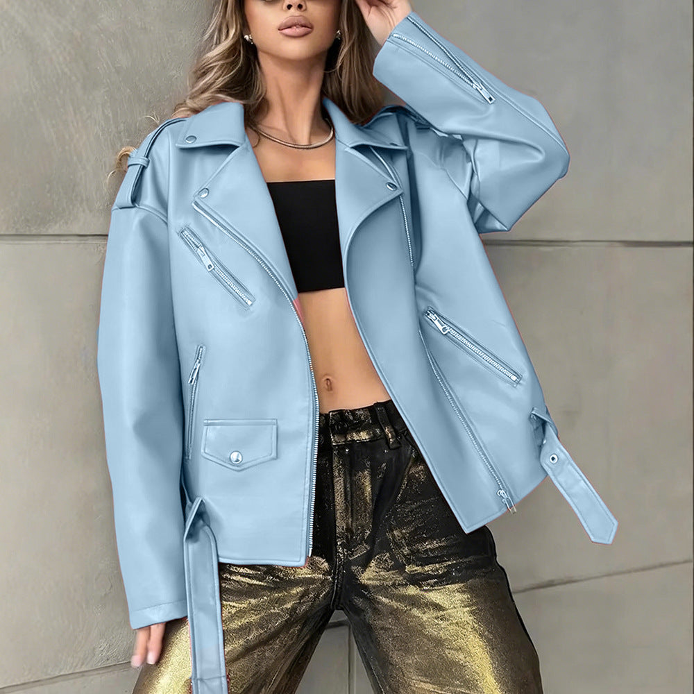 Veste en cuir biker pour les femmes Boyfriend-Style