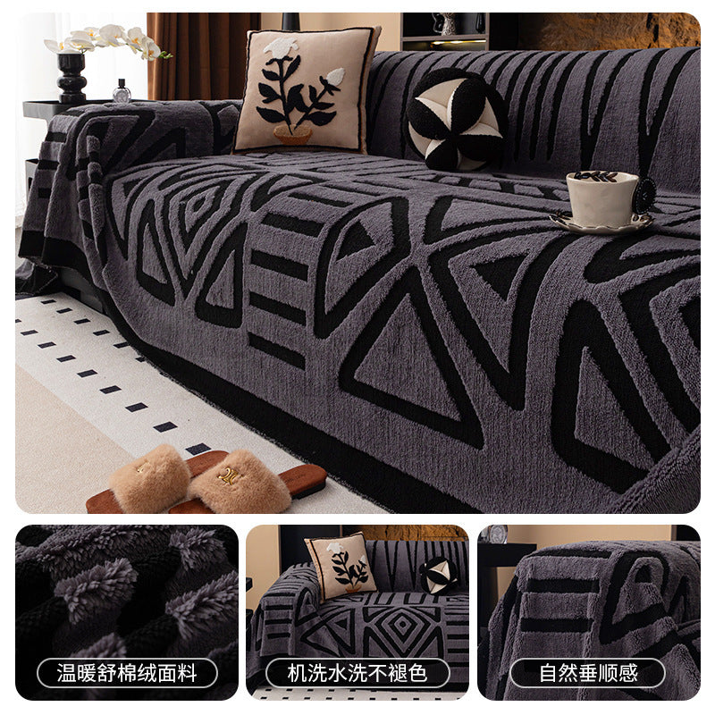 Couverture de canapé en peluche haut de gamme de luxe Couverture épaissée en peluche pour les coussins de canapé