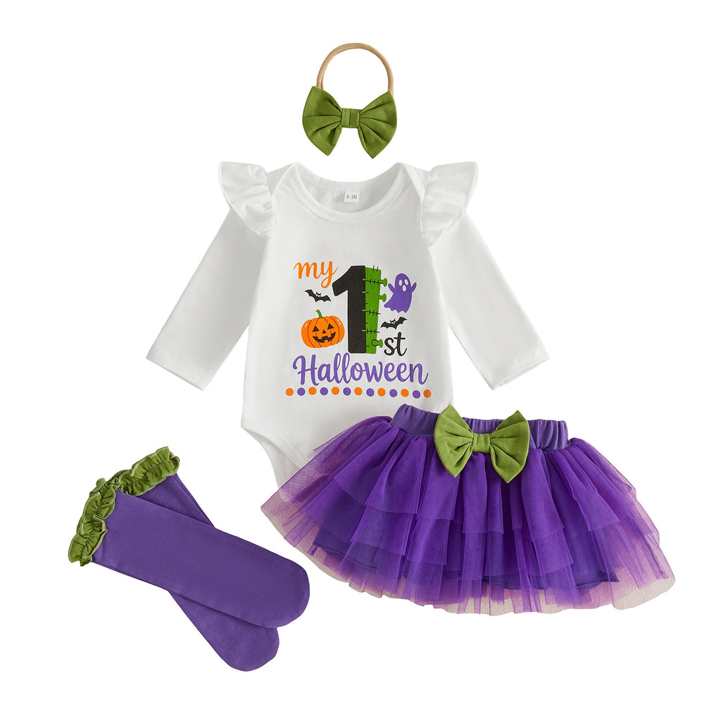Ensemble de jupes Halloween à manches longues Romper Tulle