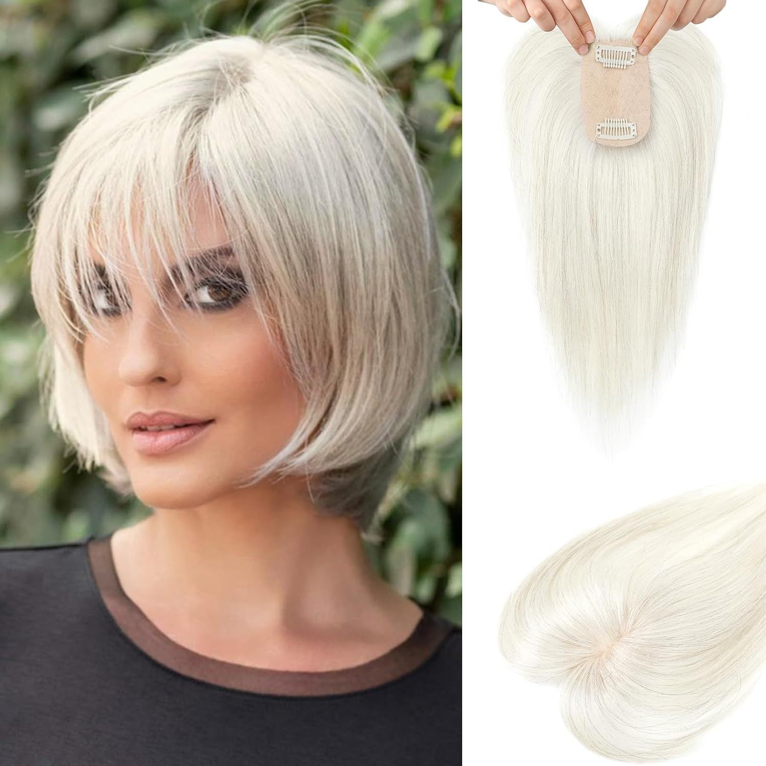 Perruque synthétique dorée avec une coiffure scalp réaliste