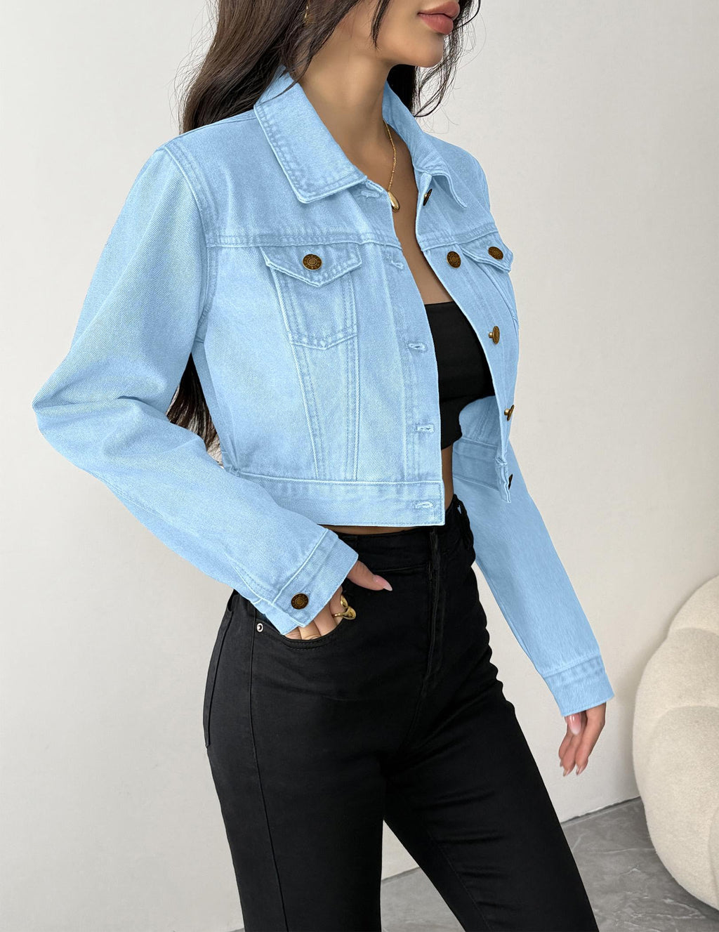 Femmes Européen et américain Printemps et été Commerce extérieur Amazon Temu Femmes Denim Top