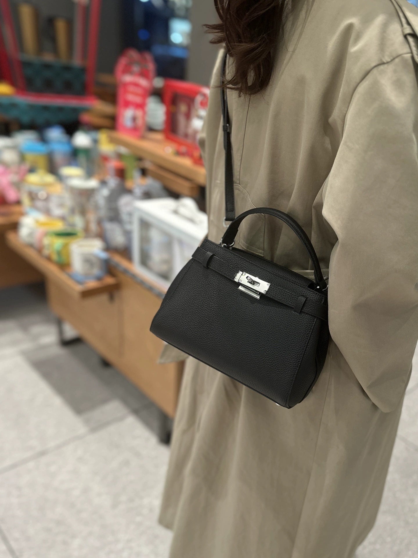 Sac en cuir Kelly Style simple haut de gamme premier-layer Cowhide Petit sac carré