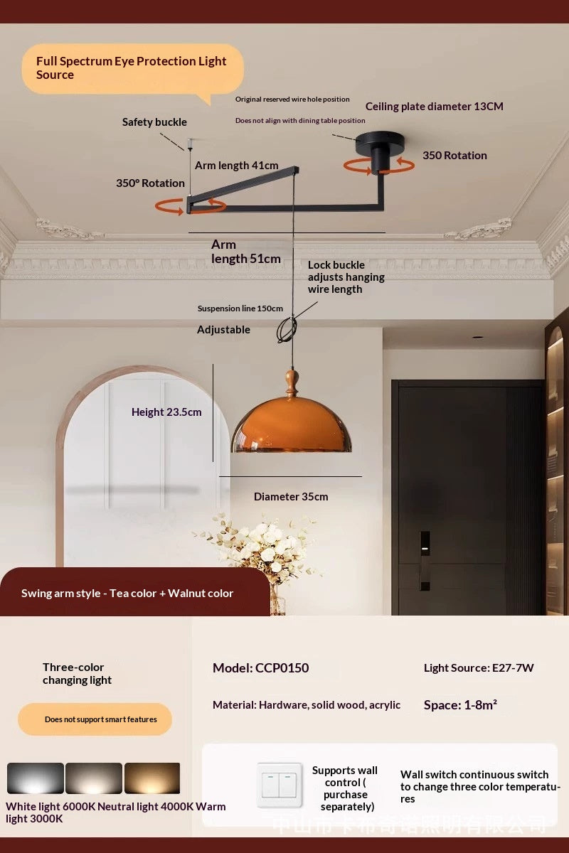 Restaurant Pendentif lumière avec un bras pivotant pour le positionnement réglable