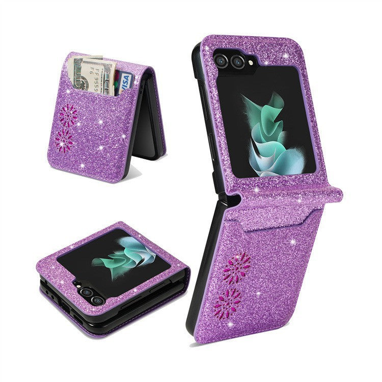 Dossier de téléphone pliant Patchwork Retro Pattern Multi-card Flip