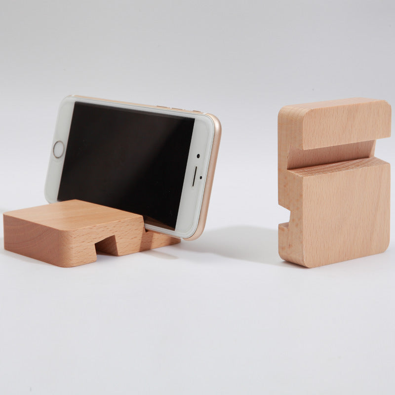 Minimalist Base Double Groove Clear Laquer Beech Support téléphonique en bois