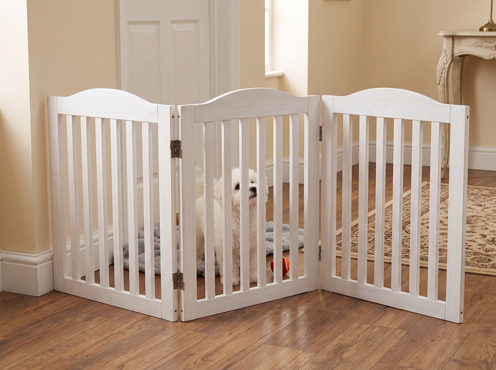 Porte pliable pour chiens en bois