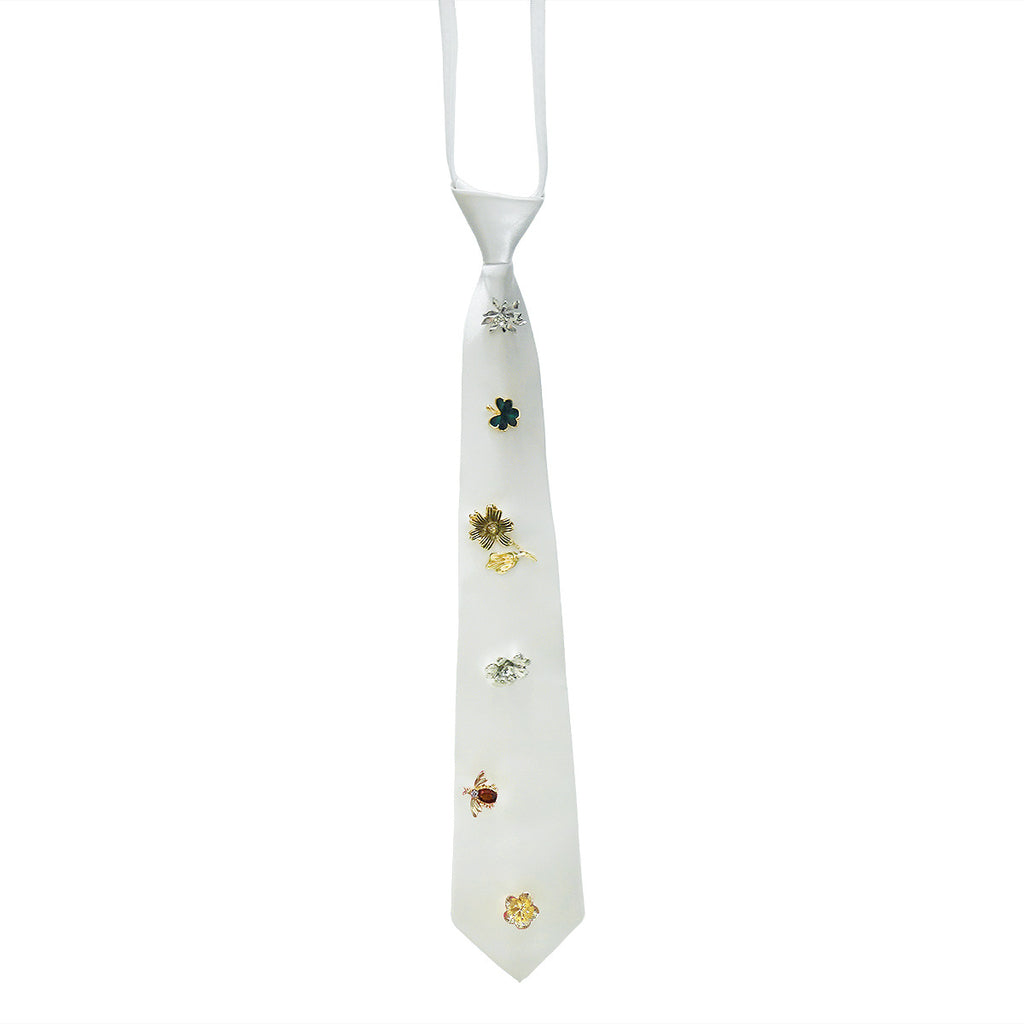Accessoire aux fleurs en alliage de style rétro avec une cravate rouge et noire