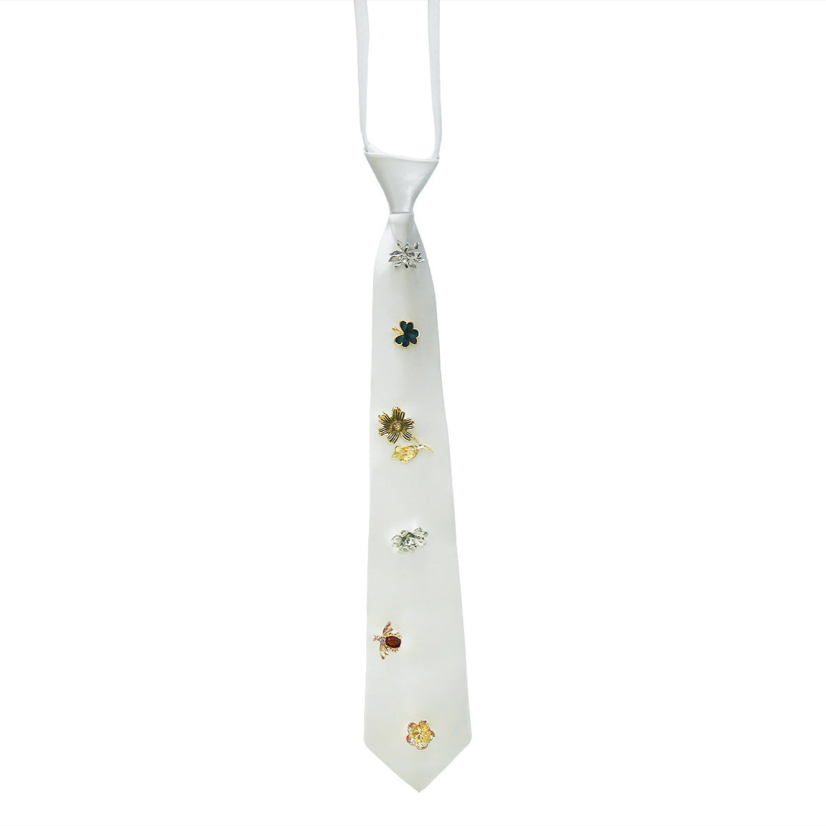 Accessoire aux fleurs en alliage de style rétro avec une cravate rouge et noire