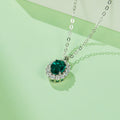 S925 Argent 2,9g 1ct Lab-Created Emerald Halo Collier