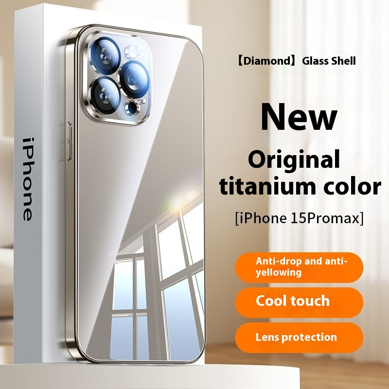 Boîtier de téléphone en verre de cristal de glace tout compris résistant à la chute en silicone