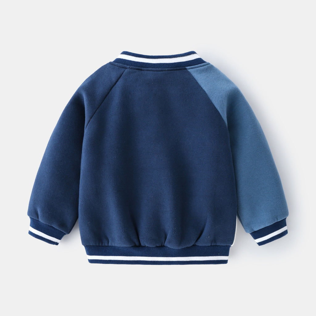 Automne de la mode coréenne Fleece Boys Chemise de baseball
