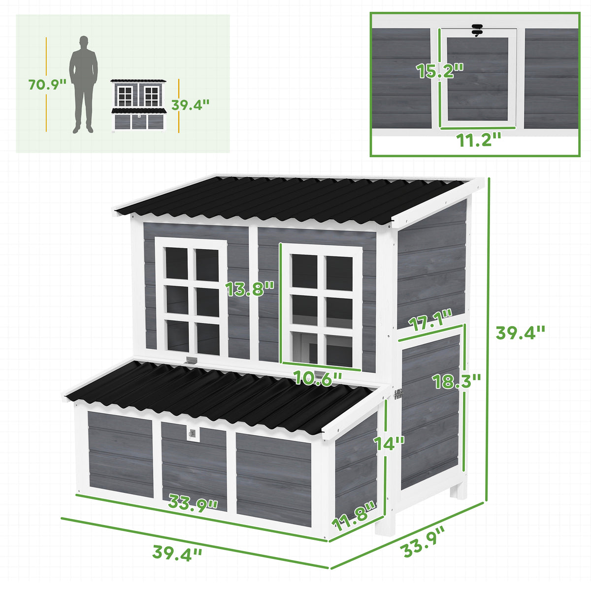 Coop de chien en bois avec boîte de nid