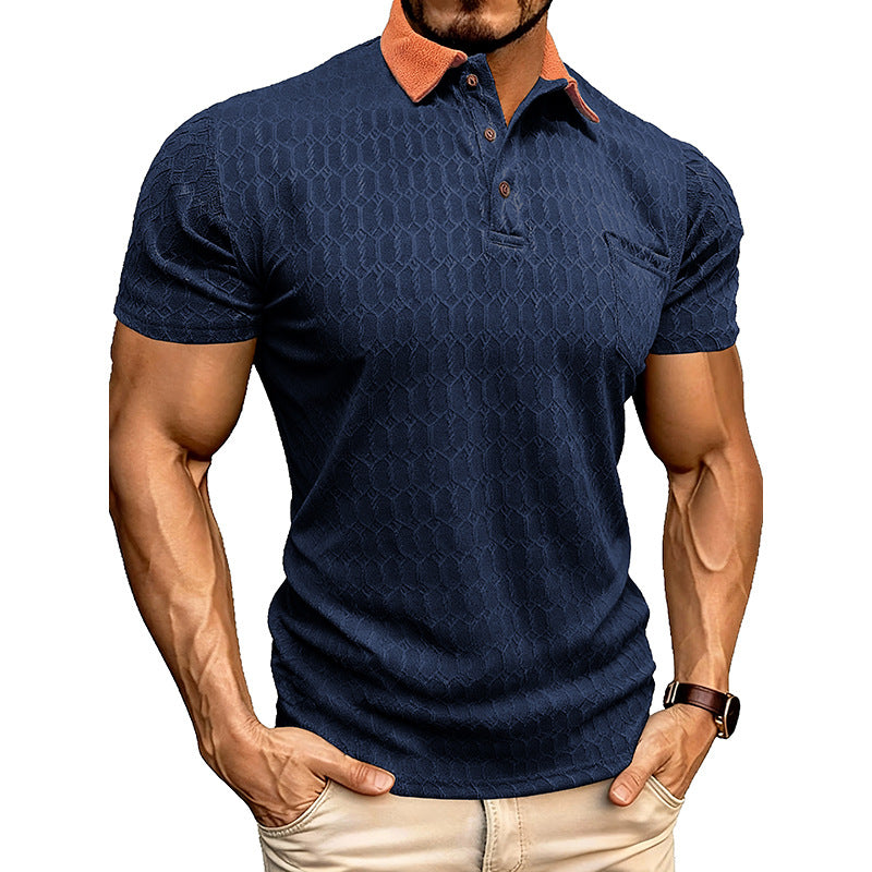 Chemise Polo Lapel Homme T-Shirt manches courtes Slit Design Loose-Fit Moisture-Wicking