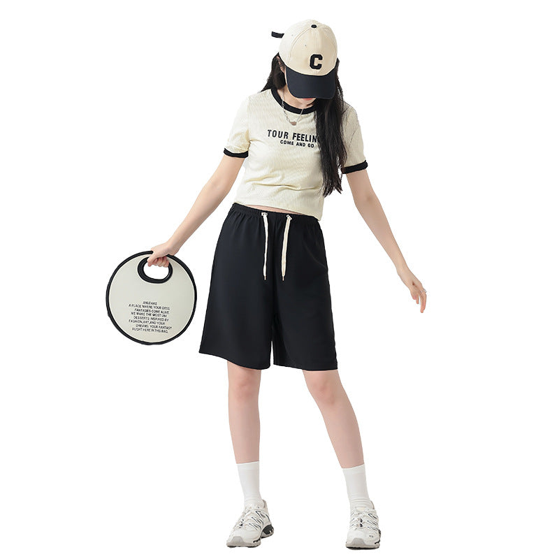 Le short des femmes enceintes Cropped L'été des femmes hors de portée mince haute taille large jambe