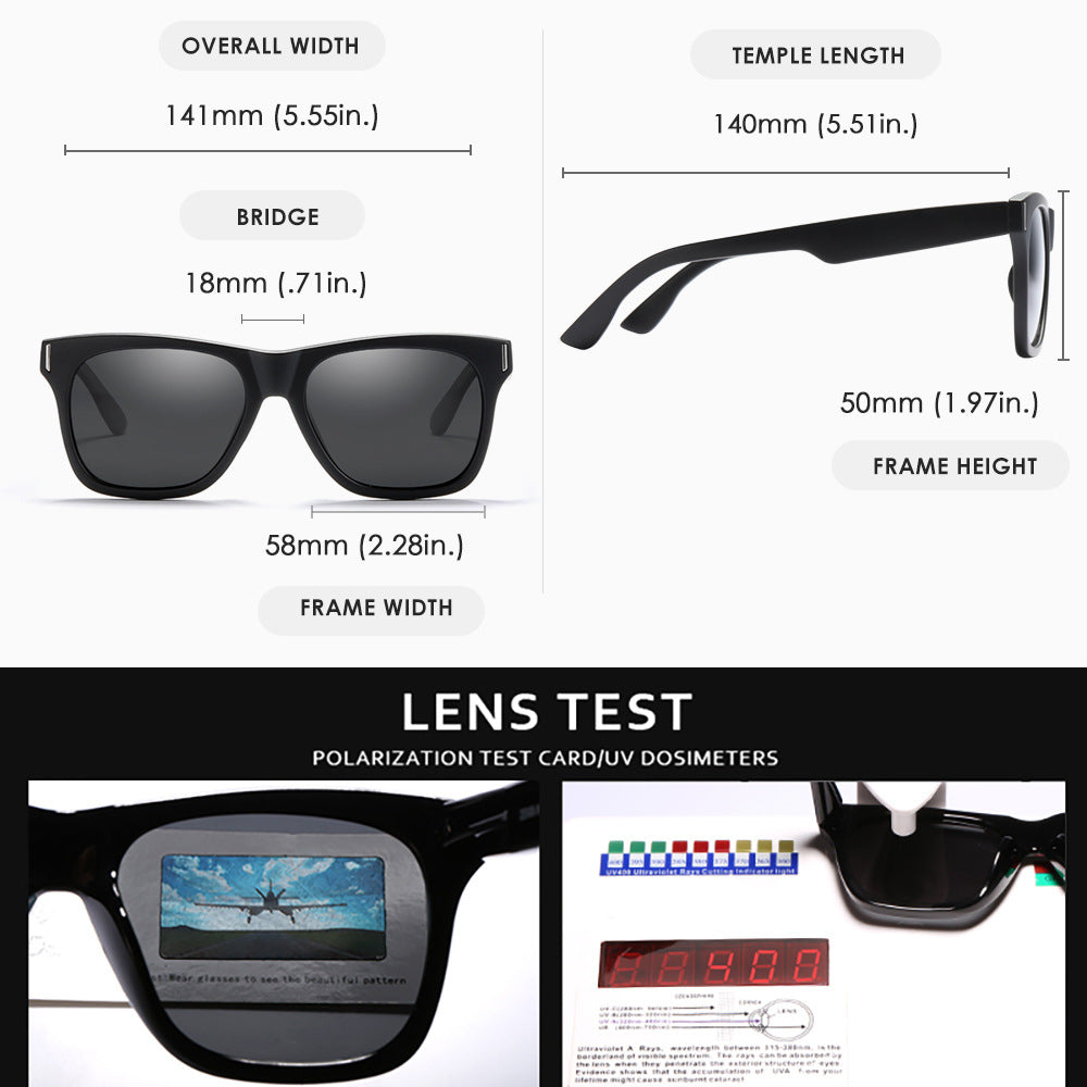 Lunettes de soleil polaires carrées classiques Unisexe
