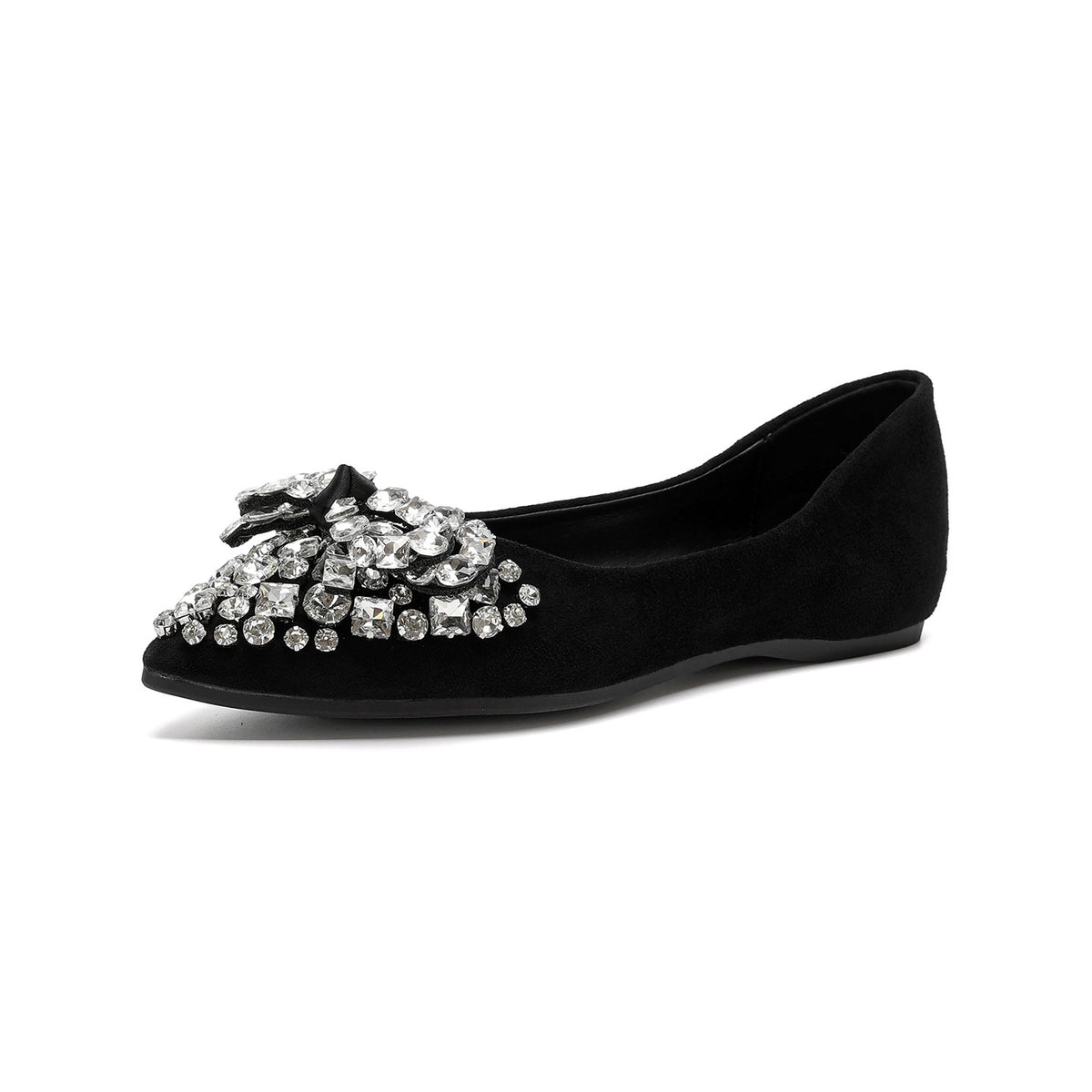 Chaussures plates en Strass Bow de style français