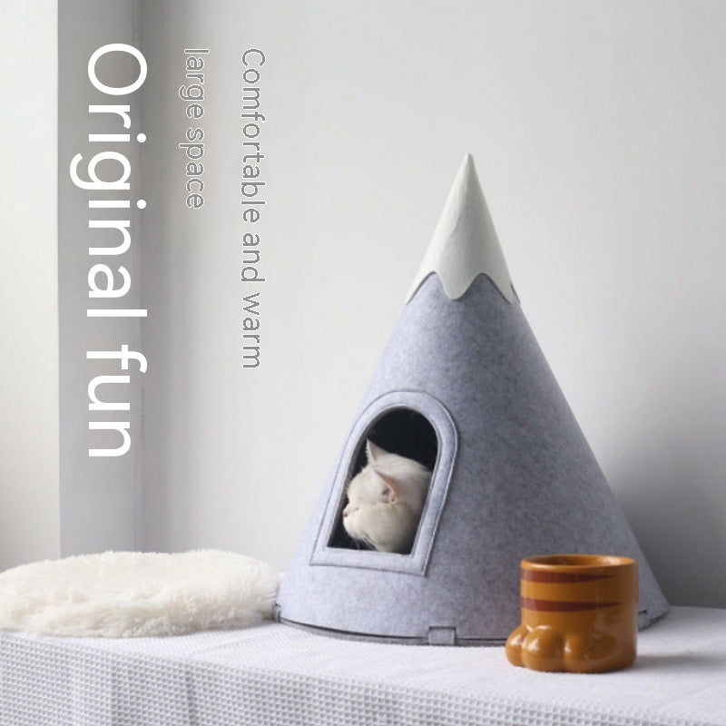 Felt Snow Mountain Tente semi-fermée Pet Bed