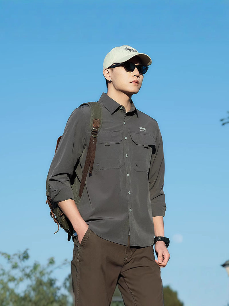 Chemise à manches longues stretch rapide pour hommes