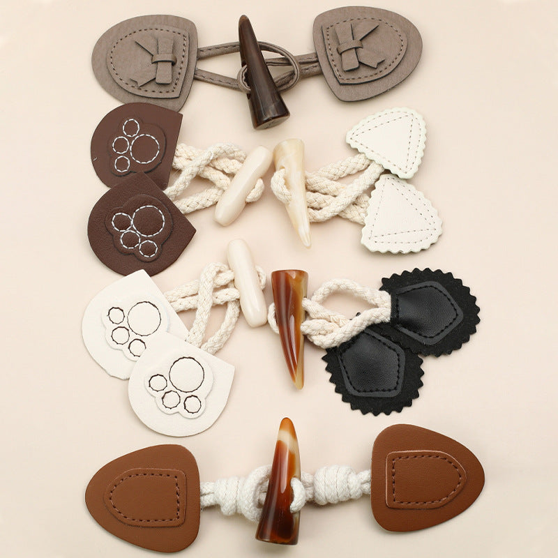 Accessoires de bouton décoratif en cuir véritable boucle de corne