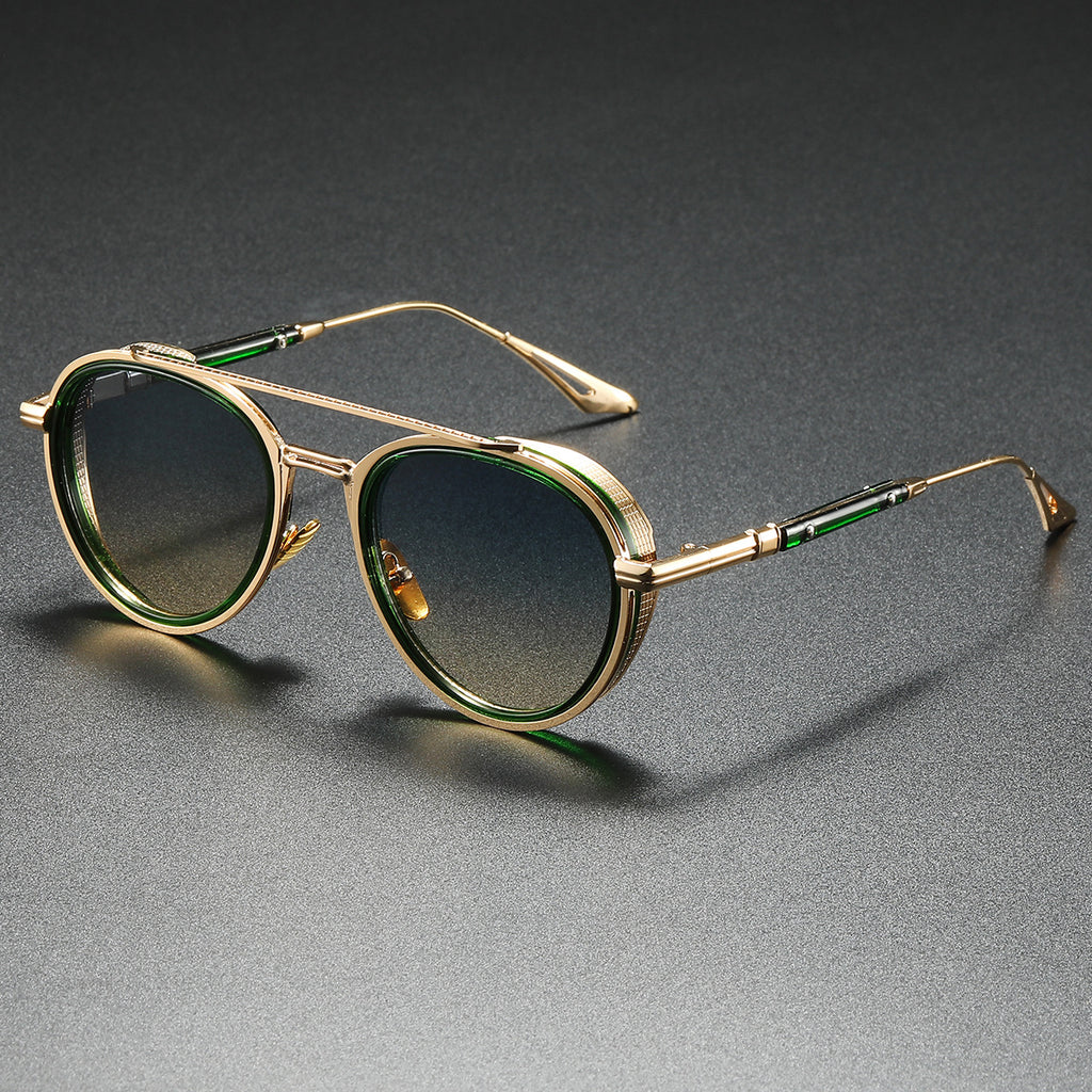 Lunettes de soleil ovales Retro Double Lunettes de mode Beam