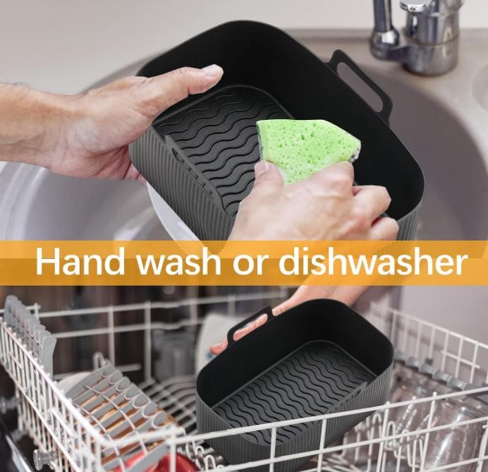 2x Air Fryer Silicone Pot Rectangle Bac de cuisson Liners de panier Insert