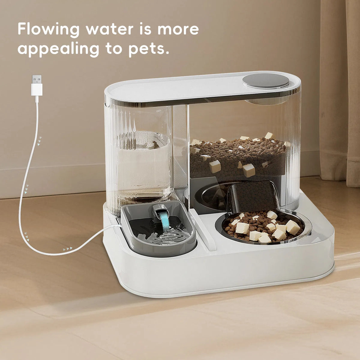 Distributeur de nourriture et d'eau pour animaux de compagnie USB de type L