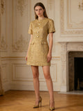 Mini robe de tweed or